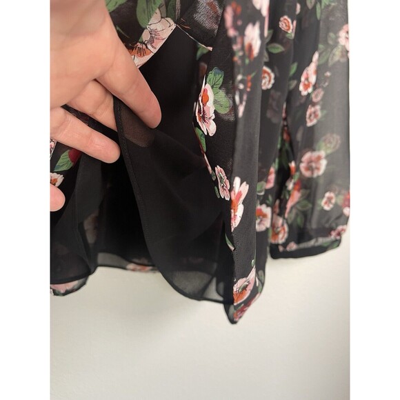 Cabi Black Floral Sheer 3/4 Sleeve Blouse Lined Top Women's Size Medium M Career - Picture 6 of 10